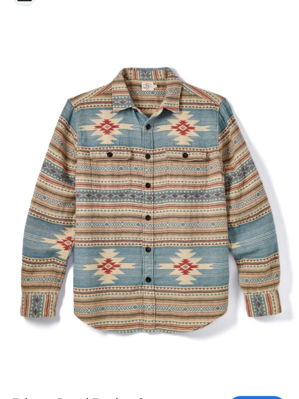 Faherty Southwestern Patterned Button-Up in Blue, Cream, Red